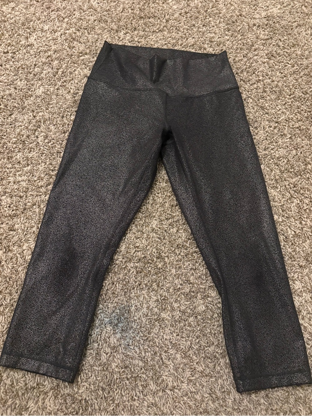 lululemon athletica Metallic Black Cropped Leggings
